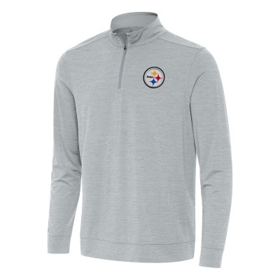 Кофта на короткой молнии Pittsburgh Steelers Antigua Bright - Heather Gray