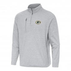 Green Bay Packers Antigua Heather Gray Certain Tri-Blend Quarter-Zip Top