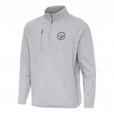 Pittsburgh Steelers Antigua Heather Gray Certain Tri-Blend Quarter-Zip Top