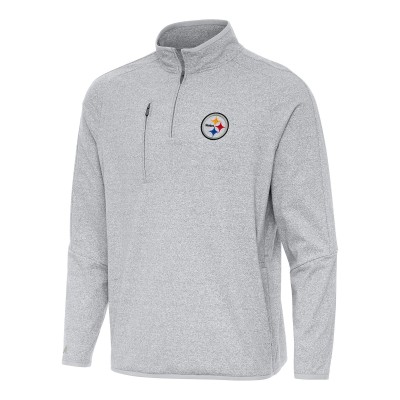 Pittsburgh Steelers Antigua Heather Gray Certain Tri-Blend Quarter-Zip Top