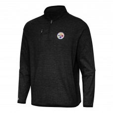 Pittsburgh Steelers Antigua Heather Black Certain Tri-Blend Quarter-Zip Top