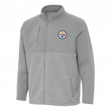 Pittsburgh Steelers Antigua Gray Daily Fused Full-Zip Jacket