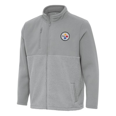 Pittsburgh Steelers Antigua Gray Daily Fused Full-Zip Jacket