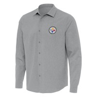 Рубашка Pittsburgh Steelers Antigua Gray Exposure Woven