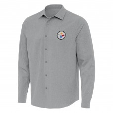 Рубашка Pittsburgh Steelers Antigua Gray Exposure Woven