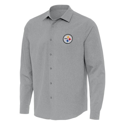 Рубашка Pittsburgh Steelers Antigua Gray Exposure Woven
