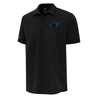 Рубашка с коротким рукавом Carolina Panthers Antigua Black Activate Woven