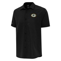 Рубашка с коротким рукавом Green Bay Packers Antigua Black Activate Woven