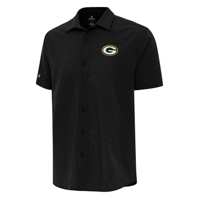 Рубашка с коротким рукавом Green Bay Packers Antigua Black Activate Woven