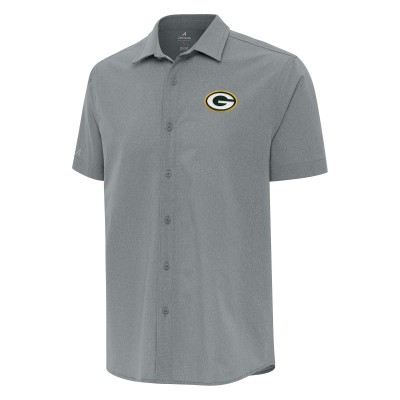 Рубашка с коротким рукавом Green Bay Packers Antigua Activate Woven - Gray