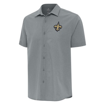 Рубашка с коротким рукавом New Orleans Saints Antigua Gray Activate Woven