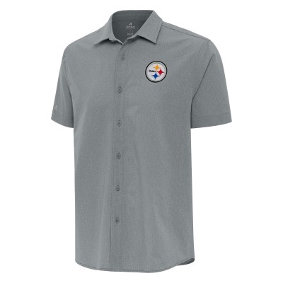 Рубашка с коротким рукавом Pittsburgh Steelers Antigua Gray Activate Woven
