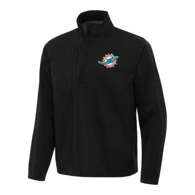 Miami Dolphins Antigua Black Brisk Quarter-Zip Pullover Jacket
