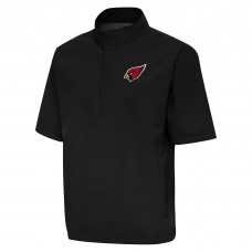 Arizona Cardinals Antigua Black Brisk Short Sleeve Quarter-Zip Windshirt