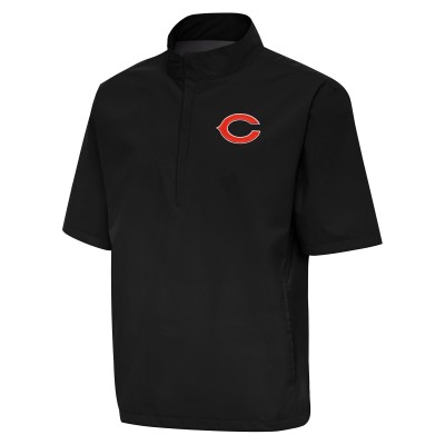 Футболка на короткой молнии Chicago Bears Antigua Black Brisk