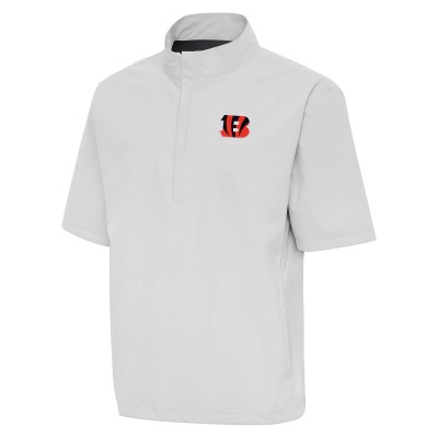 Cincinnati Bengals Antigua Heather Gray Brisk Short Sleeve Quarter-Zip Windshirt