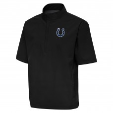 Indianapolis Colts Antigua Black Brisk Short Sleeve Quarter-Zip Windshirt