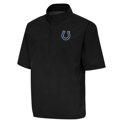Indianapolis Colts Antigua Black Brisk Short Sleeve Quarter-Zip Windshirt