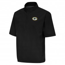 Футболка на короткой молнии Green Bay Packers Antigua Black Brisk Windshirt