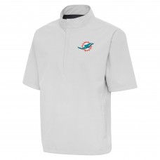 Футболка на короткой молнии Miami Dolphins Antigua Brisk Windshirt - Heather Gray