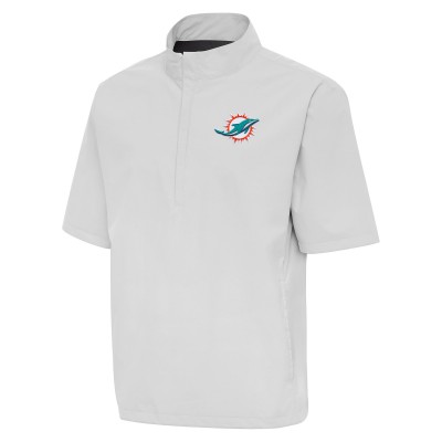 Футболка на короткой молнии Miami Dolphins Antigua Brisk Windshirt - Heather Gray