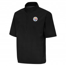 Футболка на короткой молнии Pittsburgh Steelers Antigua Black Brisk