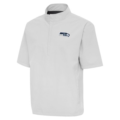 Футболка на короткой молнии Seattle Seahawks Antigua Brisk Windshirt - Heather Gray