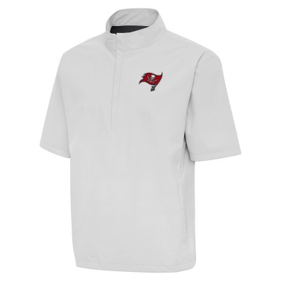 Футболка на короткой молнии Tampa Bay Buccaneers Antigua Brisk Windshirt - Heather Gray
