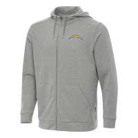 Los Angeles Chargers Antigua Heather Gray Effortless Full-Zip Hoodie
