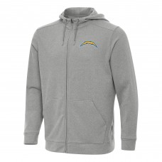 Los Angeles Chargers Antigua Heather Gray Effortless Full-Zip Hoodie