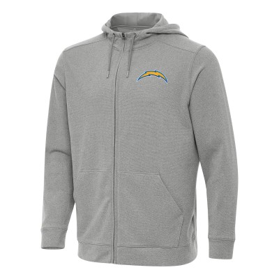 Los Angeles Chargers Antigua Heather Gray Effortless Full-Zip Hoodie