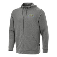 Los Angeles Chargers Antigua Heather Black Effortless Full-Zip Hoodie
