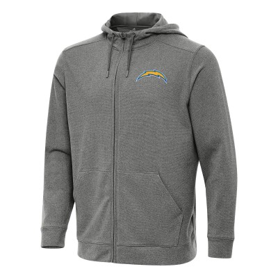 Los Angeles Chargers Antigua Heather Black Effortless Full-Zip Hoodie