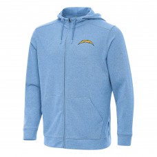 Los Angeles Chargers Antigua Heather Powder Blue Effortless Full-Zip Hoodie