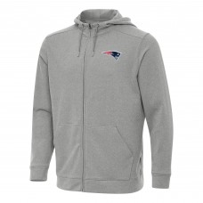 New England Patriots Antigua Heather Gray Effortless Full-Zip Hoodie New England Patriots Antigua Heather Gray Effortless Full-Zip Hoodie