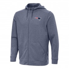 New England Patriots Antigua Heather Navy Effortless Full-Zip Hoodie