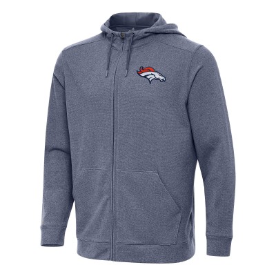 Толстовка на молнии Denver Broncos Antigua Heather Navy Effortless