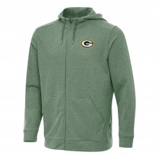 Толстовка на молнии Green Bay Packers Antigua Heather Green Effortless