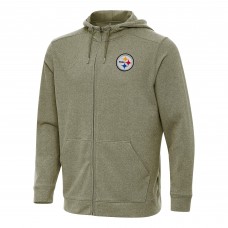 Pittsburgh Steelers Antigua Olive Effortless Full-Zip Hoodie