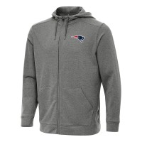 New England Patriots Antigua Heather Black Effortless Full-Zip Hoodie