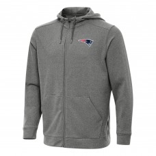 New England Patriots Antigua Heather Black Effortless Full-Zip Hoodie