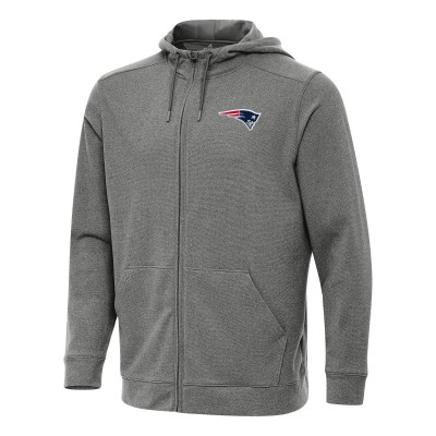New England Patriots Antigua Heather Black Effortless Full-Zip Hoodie