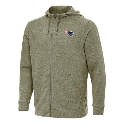 New England Patriots Antigua Olive Effortless Full-Zip Hoodie
