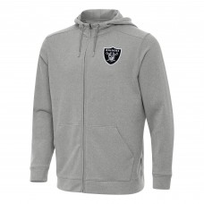 Las Vegas Raiders Antigua Heather Gray Effortless Full-Zip Hoodie