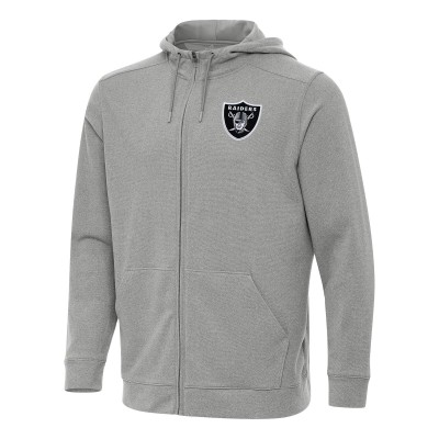 Las Vegas Raiders Antigua Heather Gray Effortless Full-Zip Hoodie