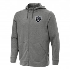 Las Vegas Raiders Antigua Heather Black Effortless Full-Zip Hoodie