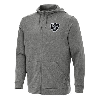 Las Vegas Raiders Antigua Heather Black Effortless Full-Zip Hoodie