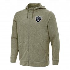 Las Vegas Raiders Antigua Olive Effortless Full-Zip Hoodie