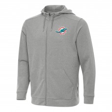 Толстовка на молнии Miami Dolphins Antigua Heather Gray Effortless