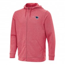New England Patriots Antigua Heather Red Effortless Full-Zip Hoodie